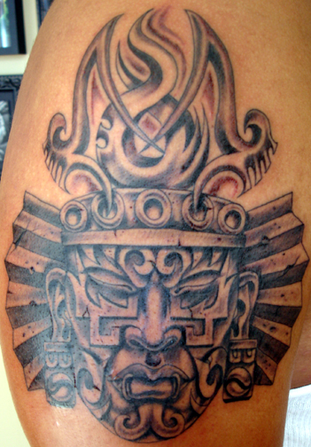 Tattoos - Dark Skin tattoos - aztec head